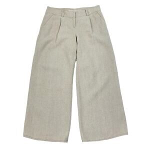 MICHAEL KORS Linen Wide Pant Women Sz10 Natural Cottage Fairy Retro Preppy Boho